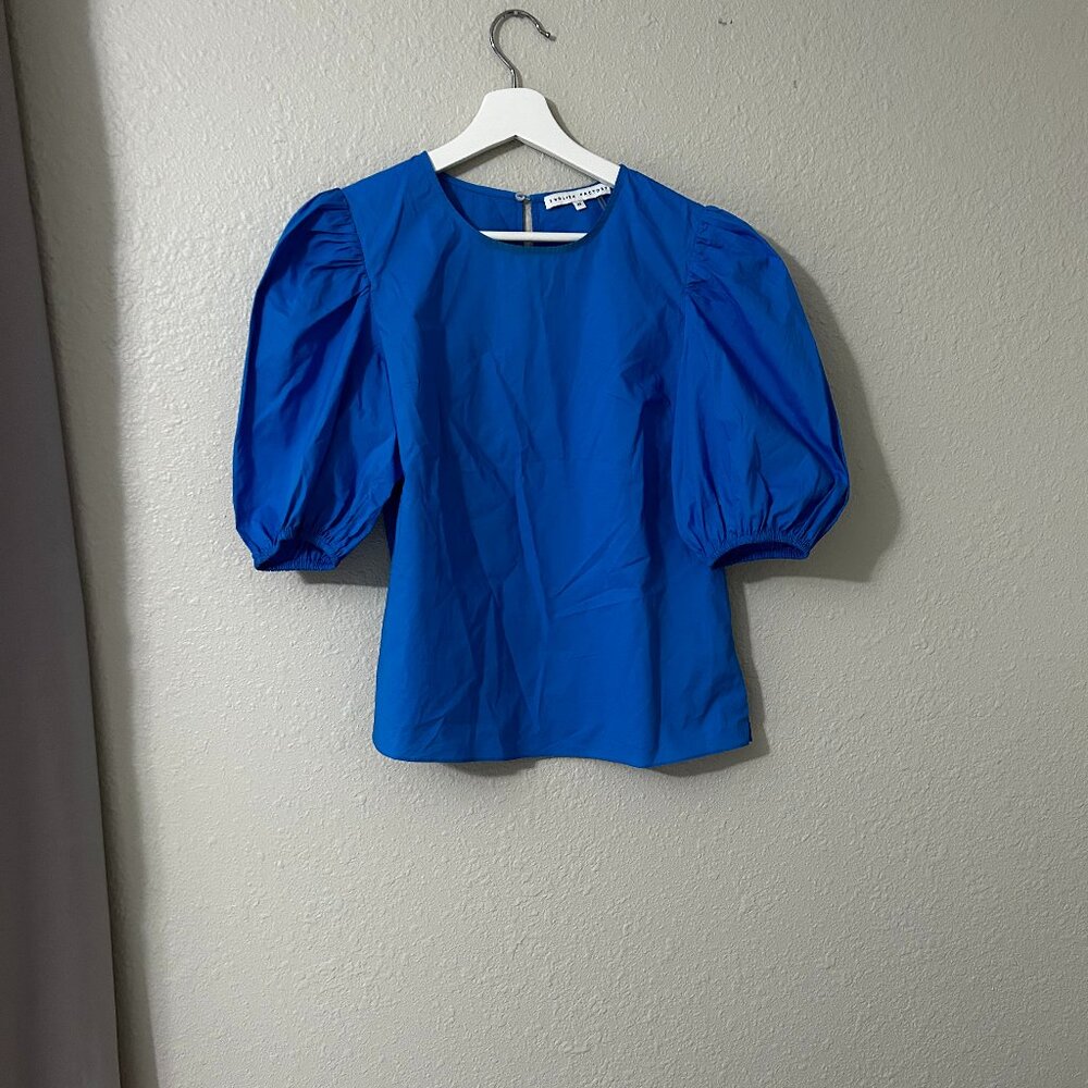 English Factory Royal Blue Puff Sleeve Shirt (Size XS)